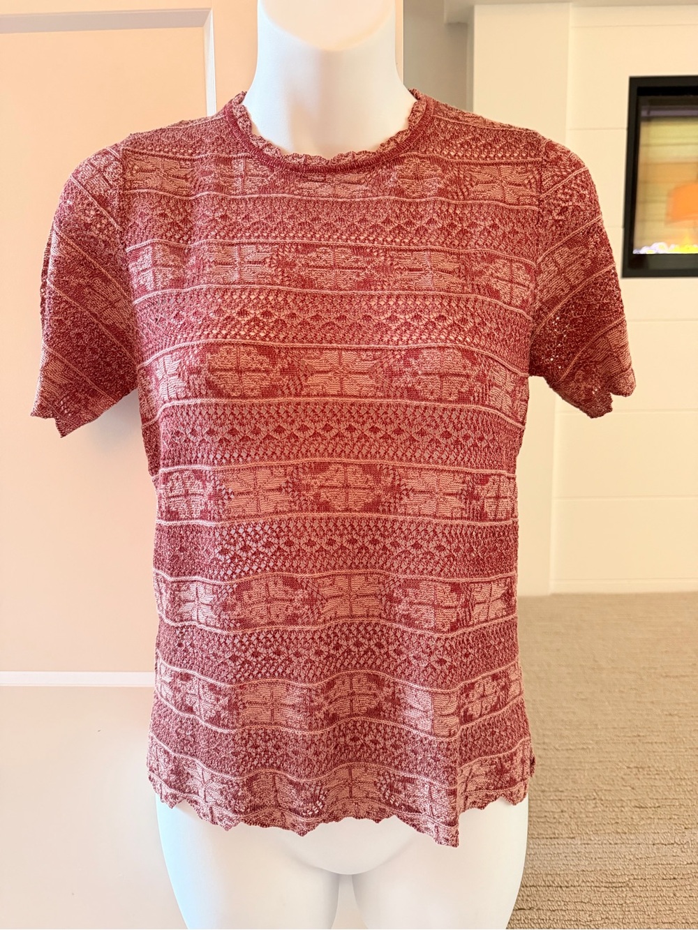 CECILIA PRADO Unique Finiky Filly Artisan Short Sleeve Shirt Sz S NW $210!!